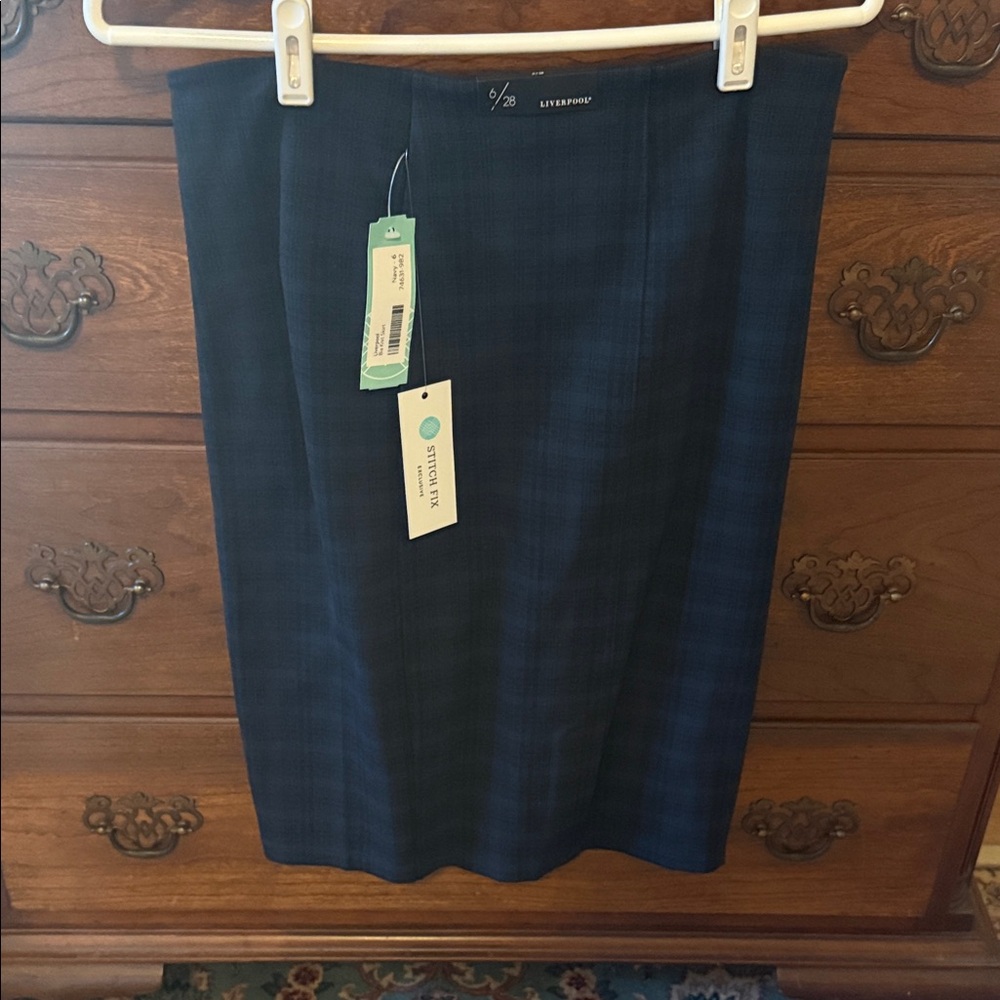 Liverpool Dark Blue plaid Women's Pencil Skirt